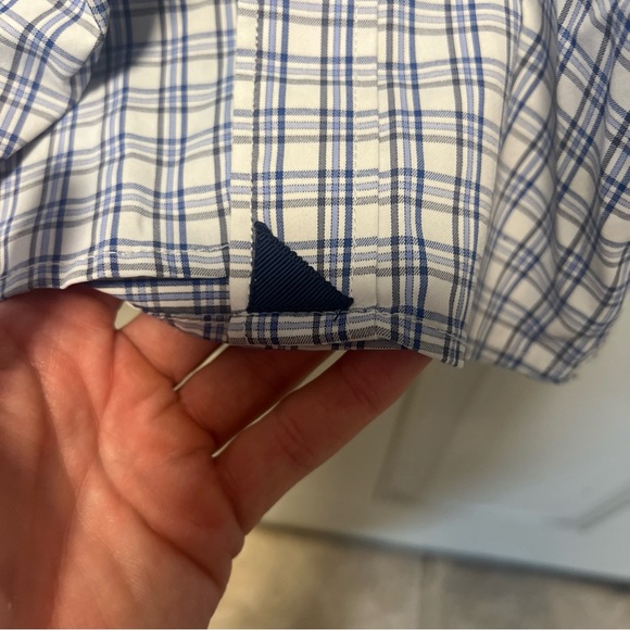 UNTUCKit Shirt Mens Large Slim Fit Button Up Stretch Blue Plaid Long Sleeve - Picture 6 of 8